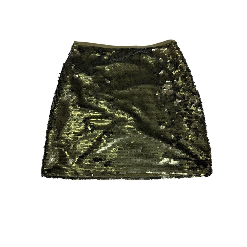 LOFT Olive Green Sequin Mini Skirt‎